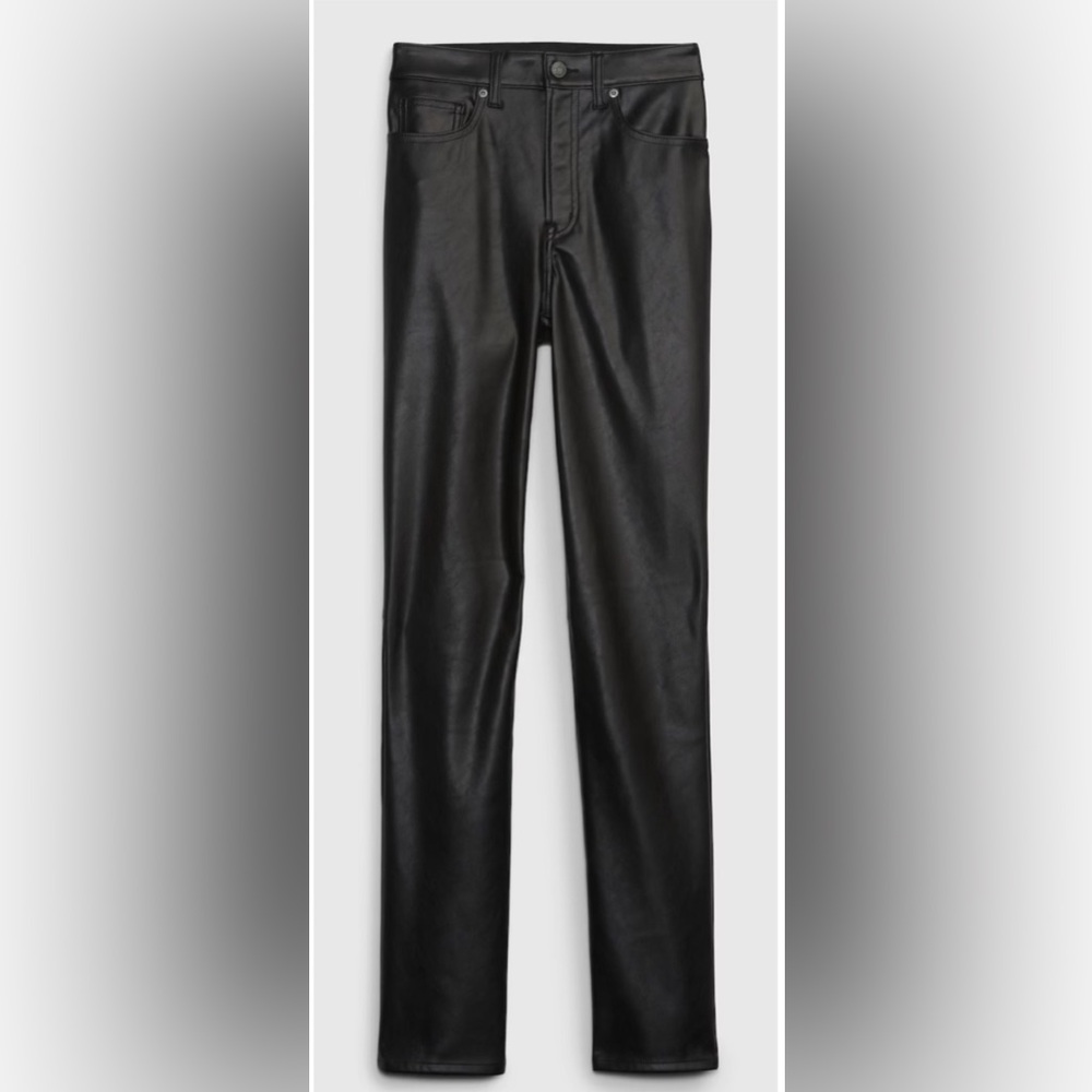 GAP Black Vegan Leather Vintage High Rise Slim Pant, size 16 (33 short)